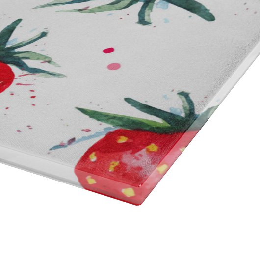 Aardbeien Decoratieve Glas Snijplank (Hoek)