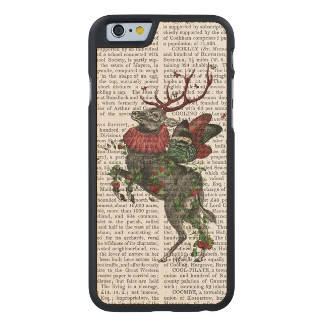 Aardbeien Deer Carved Wood iPhone Hoesje (Achterkant)