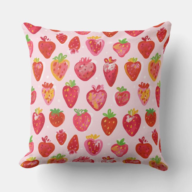 Aardbeien Delight Patroon Buitenkussen (Voorkant)
