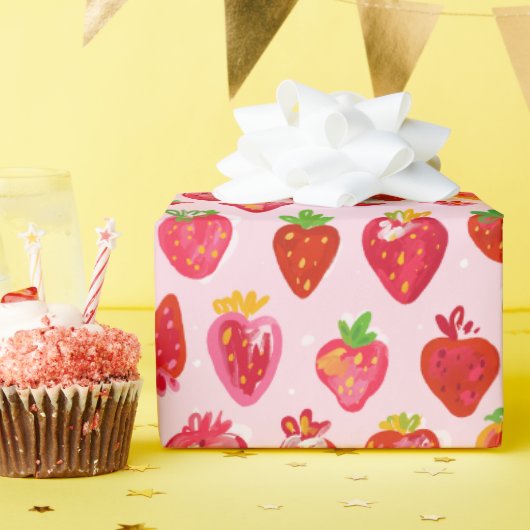 Aardbeien Delight Patroon Cadeaupapier (Verjaardagsfeest)