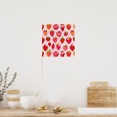 Aardbeien Delight Patroon Poster (Keuken)
