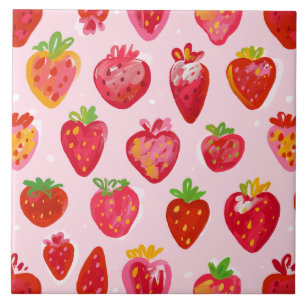 Aardbeien Delight Patroon Tegeltje