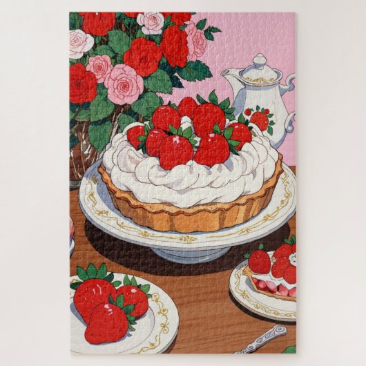 Aardbeien dessert puzzel (Verticaal)