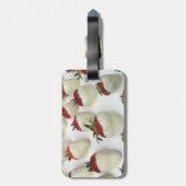 Aardbeien die in witte chocolade zijn ondergedompe bagagelabel (Achterkant verticaal)