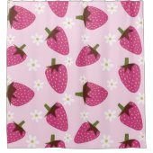 Aardbeien Disies Floral Pattern Girly Pink Douchegordijn (Voorkant)