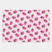 Aardbeien Disies Floral Pattern Girly Pink Inpakpapier Vel (Voorkant)