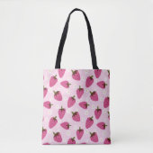 Aardbeien Disies Floral Pattern Girly Pink Tote Bag (Voorkant)