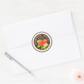 Aardbeien Doilies Brown Ronde Sticker (Envelop)