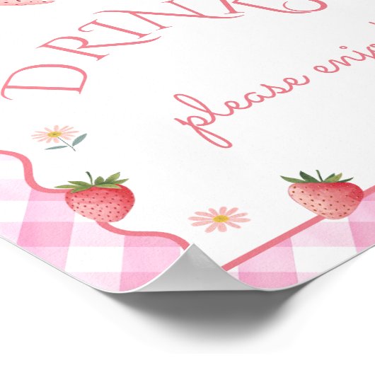 Aardbeien Dranken Bes Eerste Verjaardag Poster (Hoek)