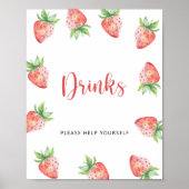 Aardbeien - Drinken helpen jezelf Poster (Voorkant)