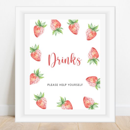 Aardbeien - Drinken helpen jezelf Poster