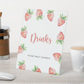 Aardbeien - Drinken helpen jezelf Reclamebord Met Voetstuk (Insitu)