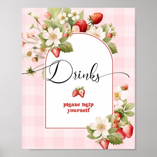 Aardbeien Drinken helpen uzelf verjaardag Poster (Voorkant)