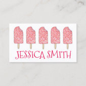 Aardbeien Eclair Ice Cream Pink Popsicles Foodie Visitekaartje (Voorkant)