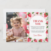 Aardbeien Eerste Verjaardag Feest Dank Je Kaart (Voorkant)