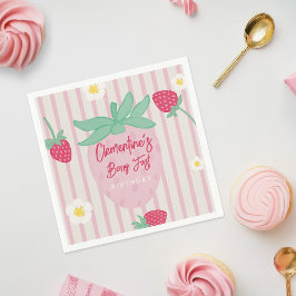 Aardbeien Eerste Verjaardag Papieren Servetten