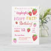 Aardbeien eerste verjaardag Waterverf van de Berry Kaart (Staand voorkant)