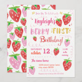 Aardbeien eerste verjaardag Waterverf van de Berry Kaart (Voorkant / Achterkant)