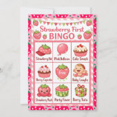 Aardbeien Eerste Verjaardagsfeest Bingo Kaart (Voorkant)