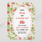 Aardbeien Elegant Verjaardagsfeest Uitnodiging (Voorkant / Achterkant)