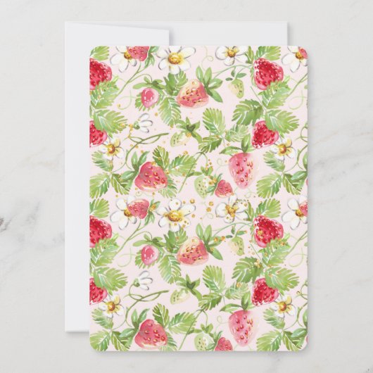 Aardbeien Elegant Verjaardagsfeest Uitnodiging (Achterkant)