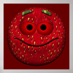 Aardbeien Emoticon Poster