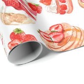 Aardbeien en aardbeibossen cadeaupapier (Rol Hoek)