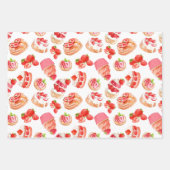 Aardbeien en aardbeibossen inpakpapier vel (Voorkant)