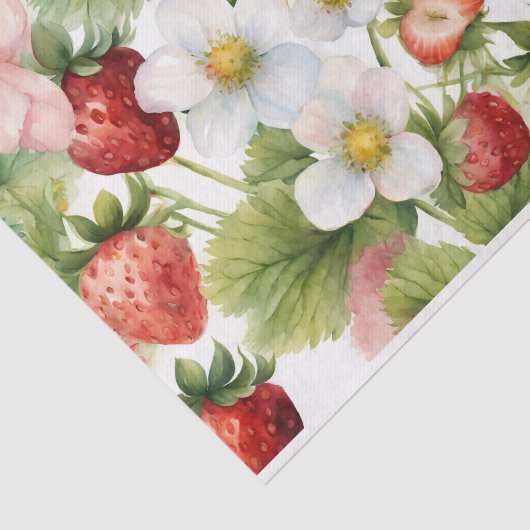 Aardbeien en aardbeienbloemen tissuepapier (Detail)