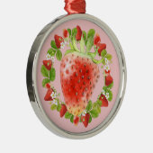 Aardbeien en aardbeienbloesem metalen ornament (Rechts)