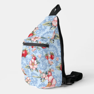 Aardbeien en aardbeienbloesems sling bag