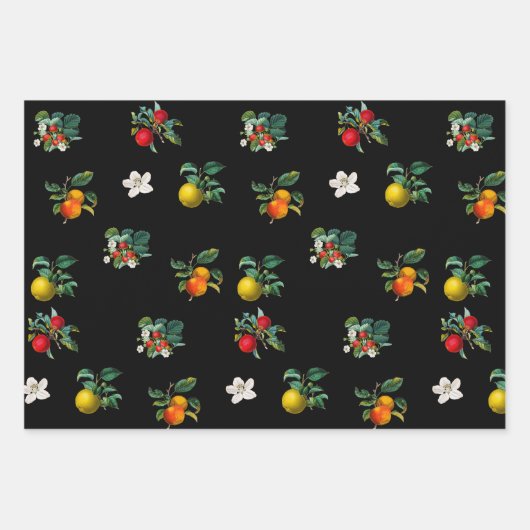 aardbeien en appelmokken zwart inpakpapier vel (Voorkant)