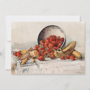 Aardbeien en bananen in een mandje   E. Meyner