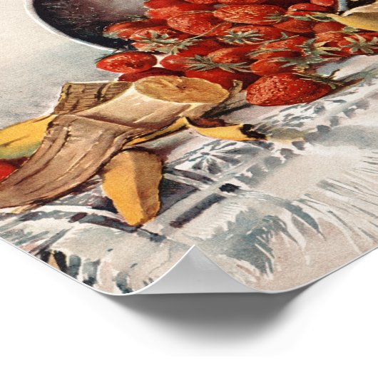 Aardbeien en bananen in een mandje | E. Meyner Poster (Hoek)