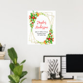 Aardbeien en Bladgroen Baby Geboorte Statistieken Poster (Thuiskantoor)