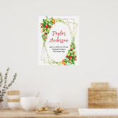 Aardbeien en Bladgroen Baby Geboorte Statistieken Poster (Keuken)