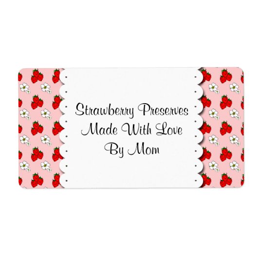 Aardbeien en Bloemen Aangepaste Inmaaklabels Etiket (Voorkant)