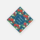 Aardbeien en bloemen Blauwe aangepaste tekst Servet (Hoek)