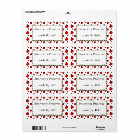 Aardbeien en bloemen - Etiket (Full Sheet)