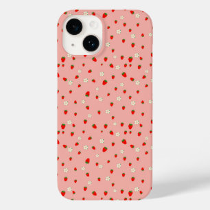 Aardbeien en bloemen patroon Case-Mate iPhone 14 hoesje