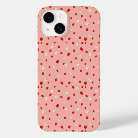 Aardbeien en bloemen patroon Case-Mate iPhone case (Achterkant)