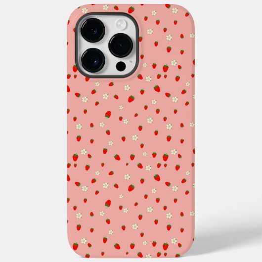 Aardbeien en bloemen patroon Case-Mate iPhone case (Achterkant)