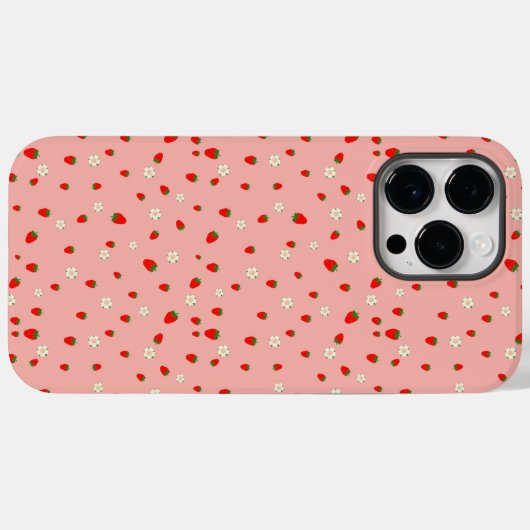 Aardbeien en bloemen patroon Case-Mate iPhone case (Achterkant (horizontaal))