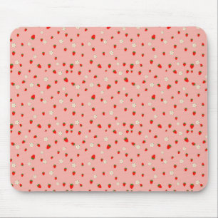 Aardbeien en bloemen patroon muismat