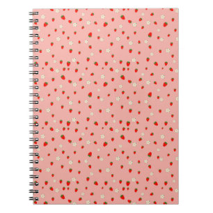 Aardbeien en bloemen patroon notitieboek