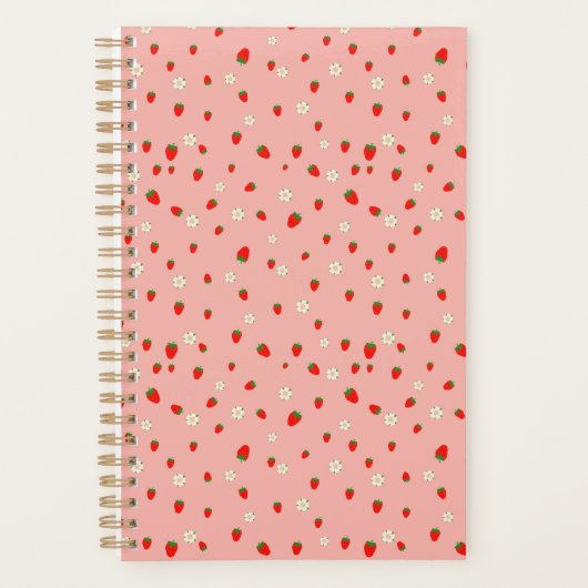 Aardbeien en bloemen patroon planner (Voorkant)