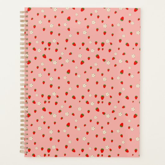 Aardbeien en bloemen patroon planner (Voorkant)