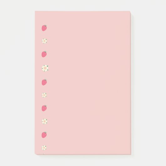 Aardbeien en Bloemen Patroon Post-it® Notes (Voorkant)