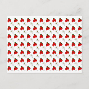 Aardbeien en Bloemen Patroon Witte Ansichtkaart Briefkaart