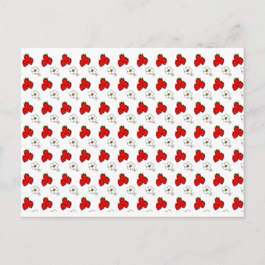 Aardbeien en bloemen Patroonblanco Briefkaart (Voorkant)